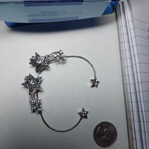 Sparkling Star Wrap-Around Earrings - Silver Tone